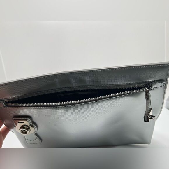 Burberry Silver Patent Leather Lock Trench Clutch - Picture 5 of 8